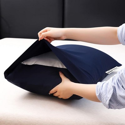 Navy Blue Bamboo Rayon Cooling Standard Pillowcases with Zipper Closure