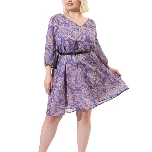 Agnes Orinda Women's Plus Size Casual Floral Short Sleeve Knee Length Shirt  Dress Pink 4X