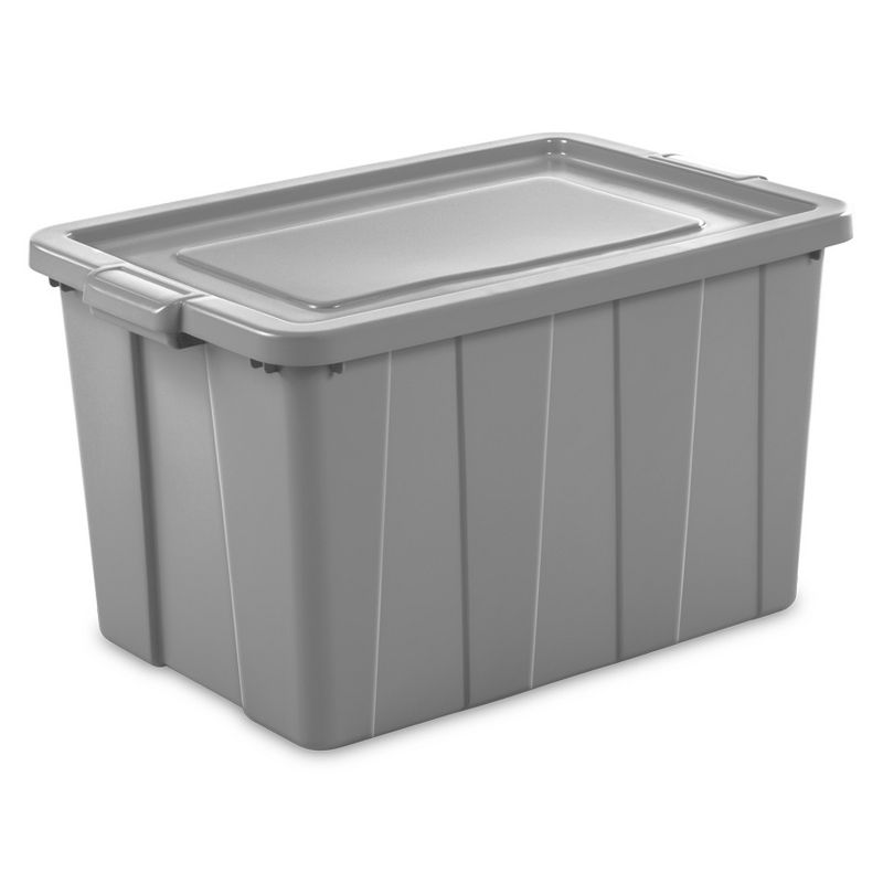 Sterilite 30 Gallon Tuff1 Storage Tote, Stackable Bin with Lid, Plastic Container to Organize Garage, Basement, Attic, Gray Base and Lid, 4-Pack, 2 of 6