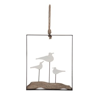 Beachcombers Hanging Metal Seagull Art Iron Paulownia Decor Decoration Wall Art Beach Coastal Ocean Sea Life 9.84 x 1.57 x 17.32 Inches. - 1 of 2