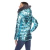 Metallic Puffer Coat with Hoodie - White Mark - 3 of 4