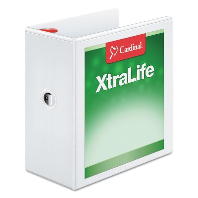 Cardinal XtraLife ClearVue Non-Stick Locking Slant-D Binder 5" Cap 11 x 8 1/2 White 26350