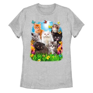 Women's Lost Gods Cat and Butterfly Spring T-Shirt - 1 of 4