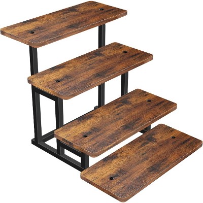 Attop Cupcake Stand, 4 Tier Wooden Display Stands Stepped Dessert Table Display Set with Metal Frame Tiered Tray Stand Serving Trays for Display