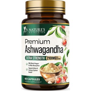 Organic Ashwagandha Capsules 2100mg Supplement w/ Black Pepper Root Powder - 60 Capsules;120 Capsules;180 Capsules - 1 of 4