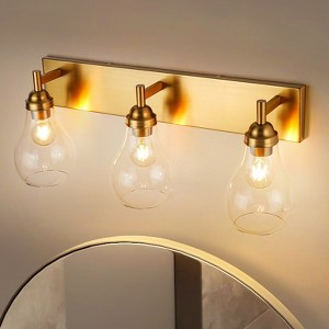 Rennnsan Frondra 27" W Hardwired 3 - Light Dome Glass Modern Dimmable Wall Sconce in Gold - 1 of 4