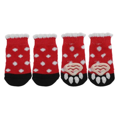 Unique Bargains  Dogs Cats Socks Non-Slip Indoor Paw Protection 4 Pcs