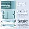 YOOCOZZ Rolling Kitchen Island with Rubber Wood Drop Leaf, Hidden Sliding Barn Doors and Large storage space - 4 of 4