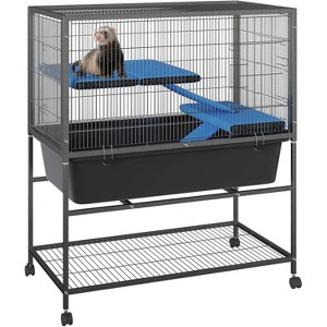 Coucheta Multi-Level Small Animal Cage - Large Ferret Habitat with Removable Platforms, Storage & Wheels for Various Pets - 1 of 4
