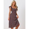 INSPIRE CHIC Women's Floral Dresses Cherry Print Lace-up Ruffle Cap Sleeve Midi Sundresses - 2 of 4