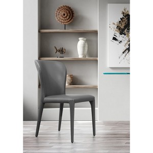 HomeStock 20 in.  White Faux Leather Dining Chair Set of 1 for a designed  Stylish inviting dining space - 1 of 4