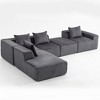 Corduroy Modular L-Shaped Sectional Sofa with High-Density Sponge, 5 Pillows - 2 of 4