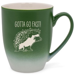 100 North Hedgehog Design 10 Ounce Green and White Two Toned Ombre, Comfortably Fits Your Hands, Ceramic Tea Coffee Cup Mug, Gotta Go Fast! - 1 of 1