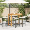 vidaXL Patio Bar Set Outdoor Garden Furniture Solid Wood Acacia and Poly Rattan - Black 6 Piece - 3 of 4