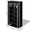 vidaXL 5 Tier Shoe Rack Tower Portable Storage Organizer with Shelf - 4 of 4