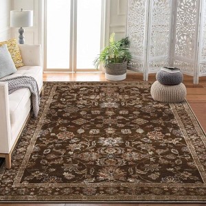 Machine Washable Rugs Vintage Floral Low Pile Non-Slip Carpet Soft Bedroom Living Room Office Dining Room Rug - 1 of 4
