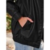 Women's Oversized Leather Jacket Casual Long Sleeve Zip Up Coat Jacket with Side Pockets - 2 of 4