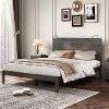 Full/Queen Size Farmhouse Wooden Platform Bed with 2 Bedside Lights - ModernLuxe - 3 of 4
