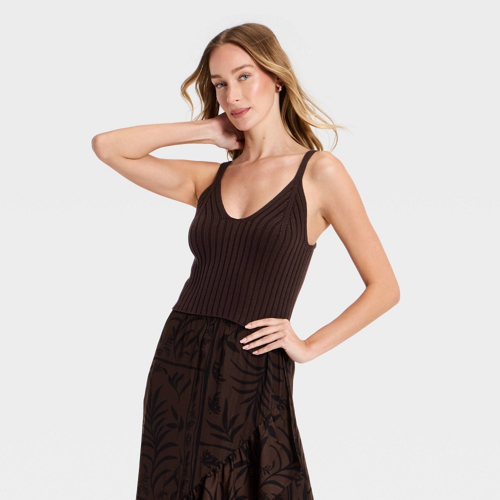 Women's Cotton Sweater Tank Top - A New Day™ Brown XL