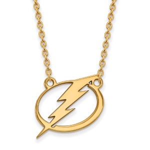 Black Bow Jewelry 14k Yellow Gold Plated Sterling Silver Tampa Bay Lightning NHL Necklace 18 Inch - 1 of 4