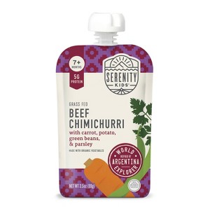 Serenity Kids World Explorer Grass Fed Beef Chimichurri with Organic Vegetables Baby Food Pouch - 3.5oz - 1 of 4
