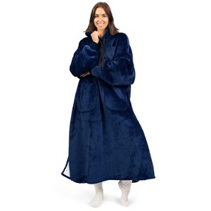 PAVILIA Wearable Blanket Hoodie Adults, Faux Shearling Cozy Oversized Hooded Sweatshirt, Warm Fleece Two Pockets - 1 of 4