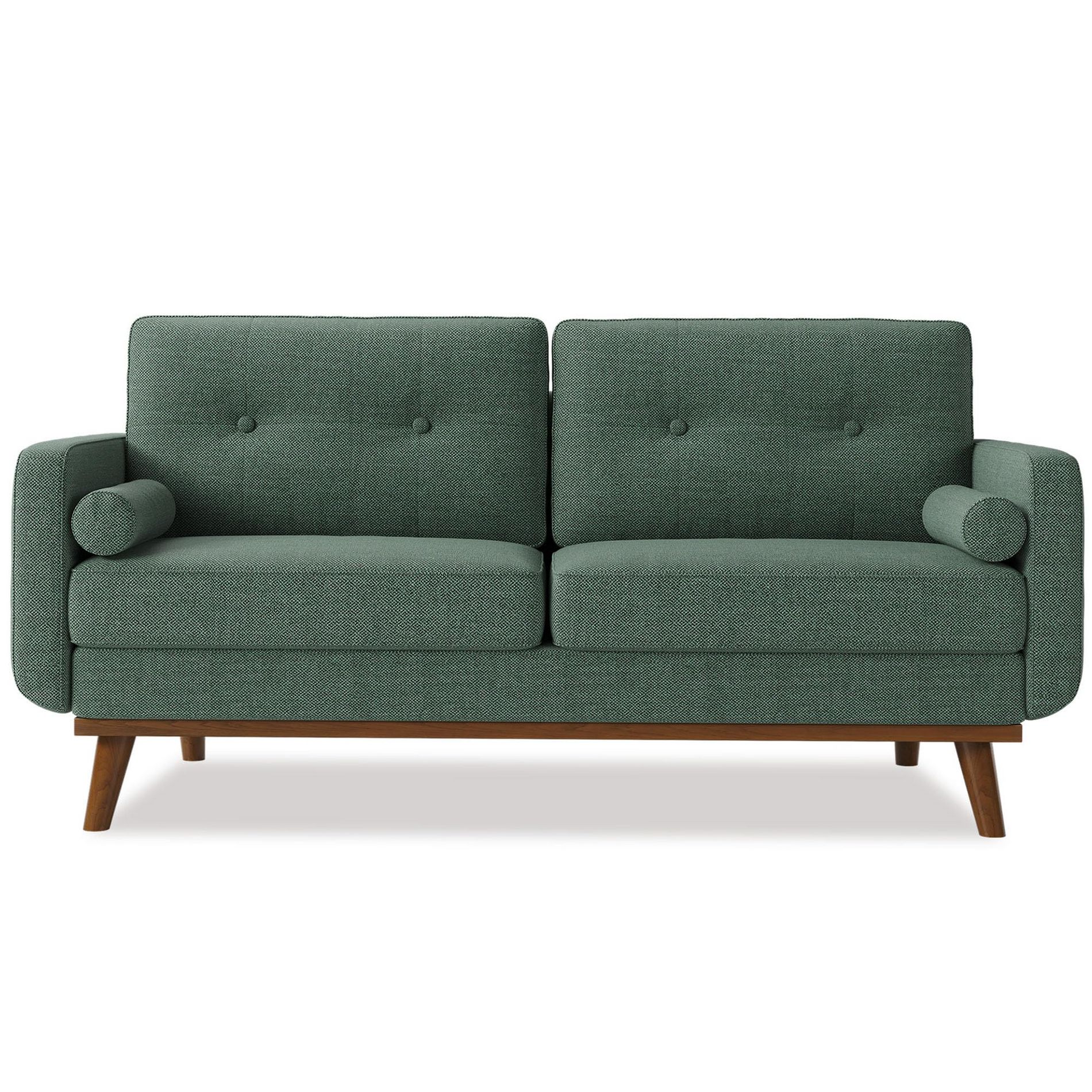 Jojoka 65" Loveseat Sofa, Mid Century Modern Linen Upholstered Couch for Living Room, Bedroom, Office, Small Spaces, Green