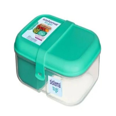 LunaLulinlk Split Lunch Box, 1.1L Food Storage Container with 2 Compartments, Minty Teal