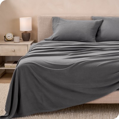 Twin XL Gray Plush Polar Fleece Deep Pocket Sheet Set