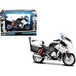 BMW R1200RT "U.S. Police" White "Authority Police Motorcycles" w/Plastic Display Stand 1/18 Diecast Motorcycle Model by Maisto