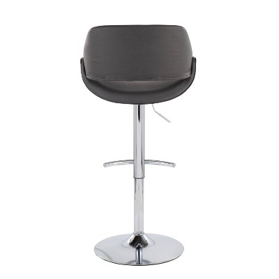 Set of 2 Fabrico Swivel Adjustable Barstools in Gray and Chrome