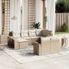 vidaXL Patio Sofa Set with Cushions Outdoor Furniture 10 Piece Poly Rattan - Beige and Cream - 2 of 4