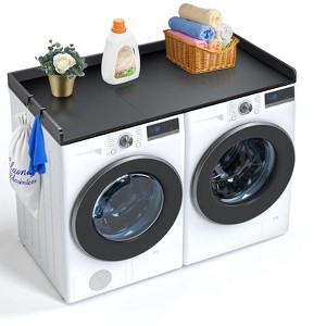 VEVOR Washer Dryer Countertop with 3 Splicing Panels,54"x27"Wooden Washer and Dryer Countertop with Non-Slip Pads,Water-Resistant Laundry Topper,Black - 1 of 4