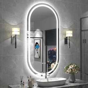 pmir Super Bright 192 LEDs/m LED Lighted Anti-Fog Tempered Glass Irregular Bathroom/Vanity Mirror with ETL & 3-Year Warranty - 1 of 4