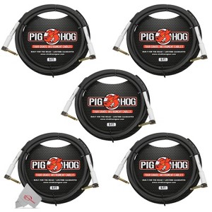 Pig Hog Tour Grade 6 ft Instrument Cable 1/4 Inch to 1/4 Inch Right Angle Connectors - PH6RR - 5 Units - 1 of 2