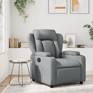 vidaXL Gray Faux Leather Massage Recliner Chair - Manual Recline, Vibration Massage, Cup Holders, Side Pocket, Sturdy Frame - 1 of 4