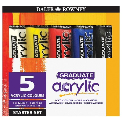 Daler-Rowney Graduate Acrylic Paint Assorted Colors 120ml 5/Set (DRWD1239001003)
