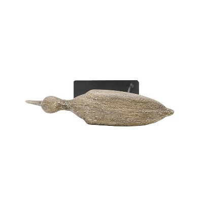 Hudson Brown Metal Crane Bird Figure with Sculpted Wood Finish