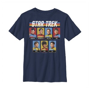 Boy's Star Trek Rainbow Enterprise Crew Playing Cards T-Shirt - 1 of 3