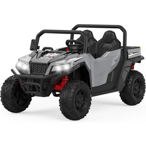 24V 4WD Electric Ride On Dump Truck with Motorized Dump Bed, Remote Control, LED Lights, Music, Two Seater - 1 of 4