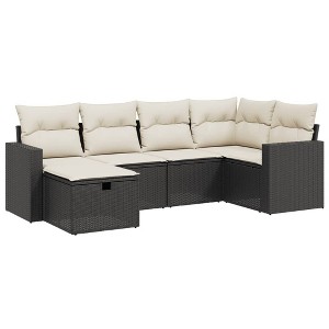 vidaXL 6 Piece Patio Sofa Set with Cushions - Black and Cream without Storage, 6 Items - 1 of 4