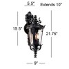 John Timberland Casa Marseille Vintage Rustic Outdoor Wall Light Fixture Textured Black Scroll 21 3/4" Clear Hammered Glass for Post Exterior Barn - 4 of 4