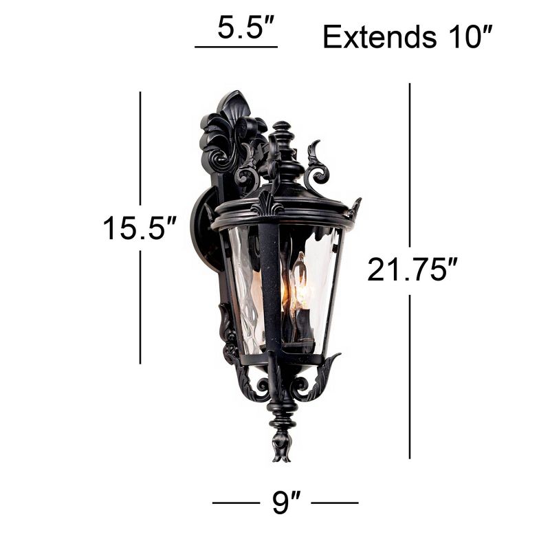 John Timberland Casa Marseille Vintage Rustic Outdoor Wall Light Fixture Textured Black Scroll 21 3/4" Clear Hammered Glass for Post Exterior Barn, 4 of 9