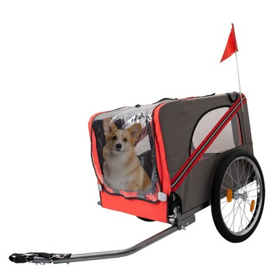 BENCMATE Pet Strollers Outdoor Heavy Duty Foldable Utility Pet Stroller Dog Carriers Bicycle Trailer Steel, Red, 53.93"*29.13"*31.49"