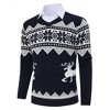 BLUEMING Men's Christmas Sweaters Reindeer & Snowflake V-Neck Sweater Thermal-Lock Knit Holiday Pullover - 2 of 4