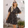 Women's Wrap V-Neck Dot Dress Flutter Sleeve Mini Dress Breathable Summer Dress - 3 of 4