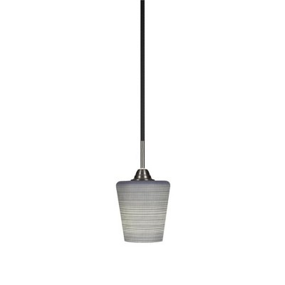 Toltec Lighting Paramount 1 - Light Pendant in  Matte Black/Brushed Nickel with 6" Gray Matrix Shade
