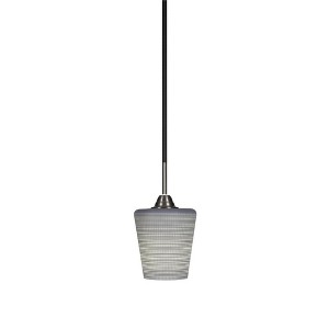 Toltec Lighting Paramount 1 - Light Pendant in  Matte Black/Brushed Nickel with 6" Gray Matrix Shade - 1 of 1