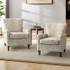 Set of 2 Vincent Wooden Upholstered Armchair with Fabric Pattern and Wingback Design for Bedroom| ARTFUL LIVING DESIGN - 2 of 4