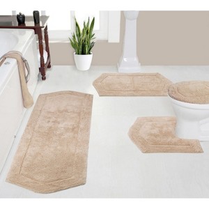 Waterford Collection Tufted Bath Rug, Extra Soft and Absorbent, Non-Slip Bath Mats, Machine Washable bath rugs for Bathroom, 4 Piece Set, Linen - 1 of 4